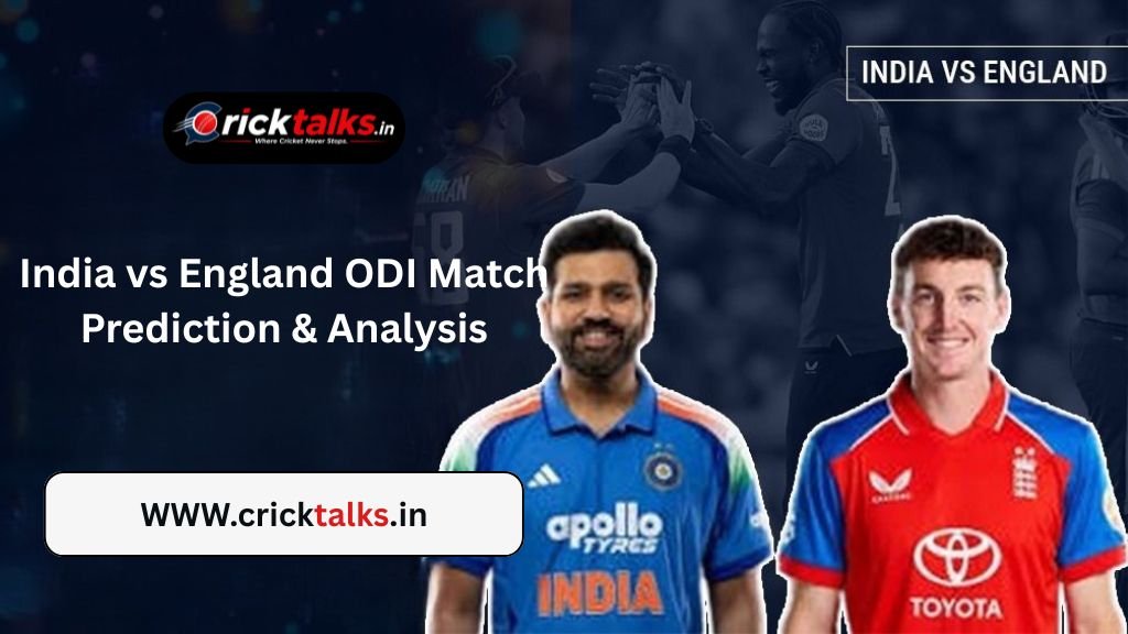 India vs England ODI Match Prediction and Analysis showing team comparison, player insights, match statistics, and expert cricket analysis.